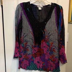 Alberto Makali Black and Pink Floral Blouse